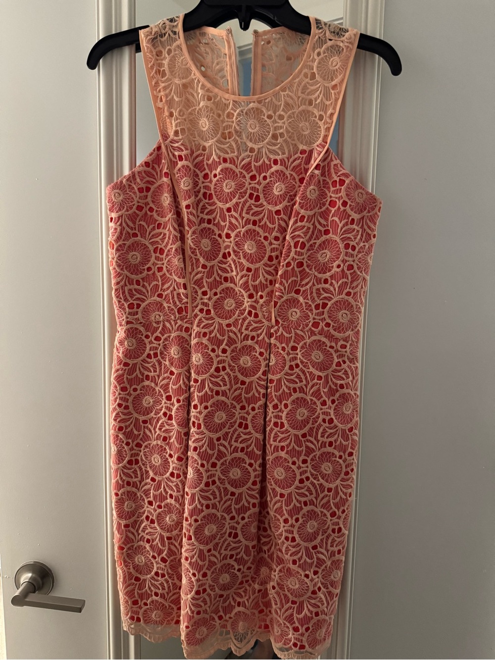Jessica Simpson Coral and Cream Lace Mini Dress